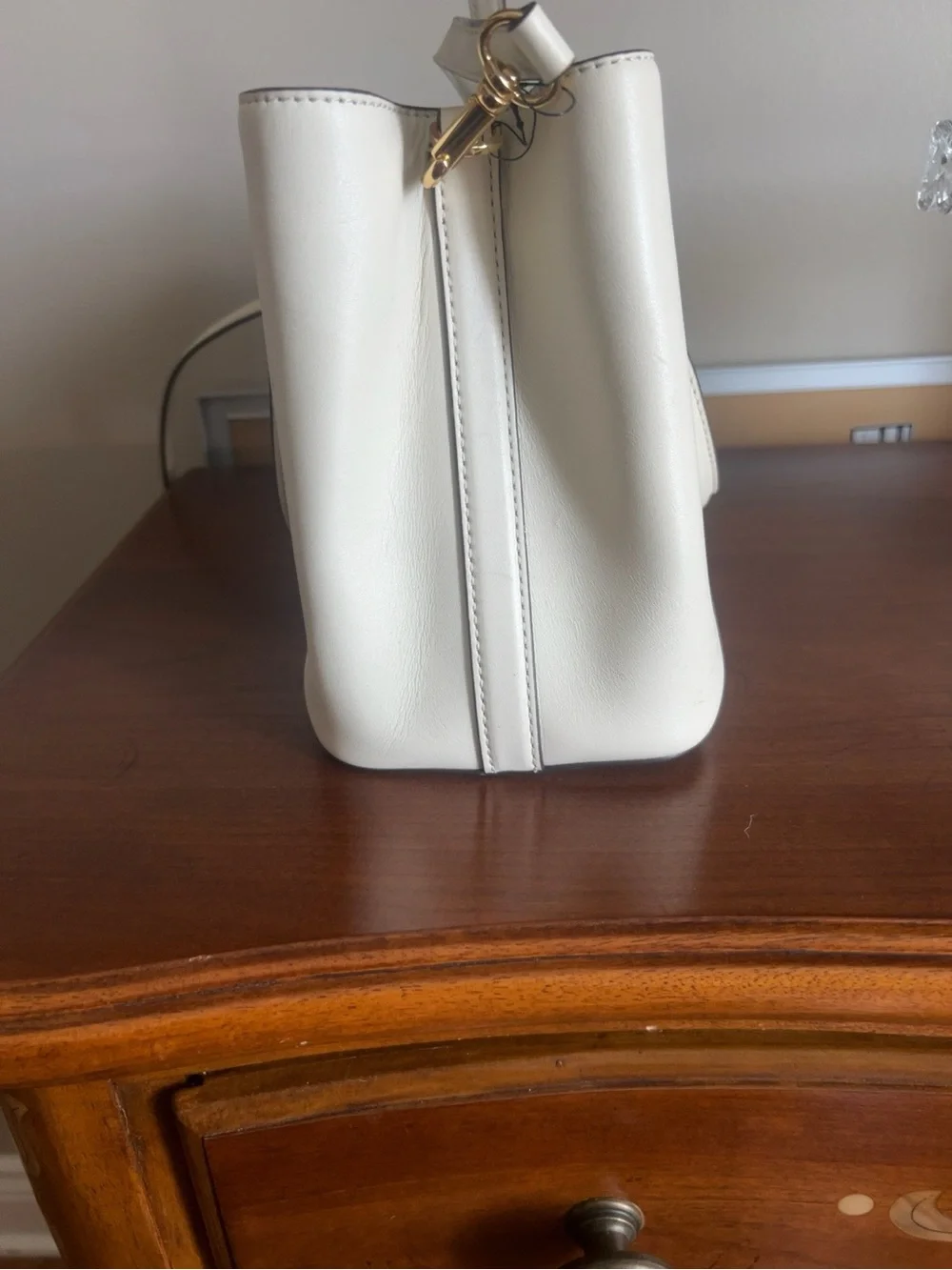 Ralph Lauren Ivory Leather Satchel with Gold Hardware
